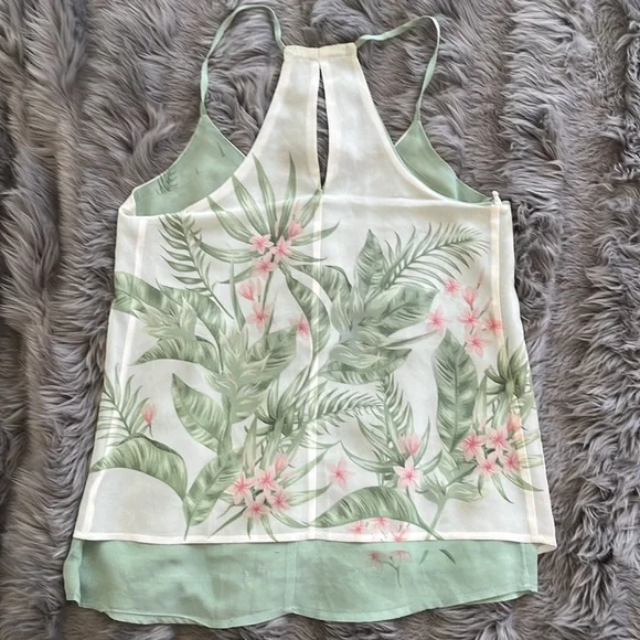 Papaya Tropical Print Green, Pink & White Floral Women's Tank size M - Picture 5 of 7